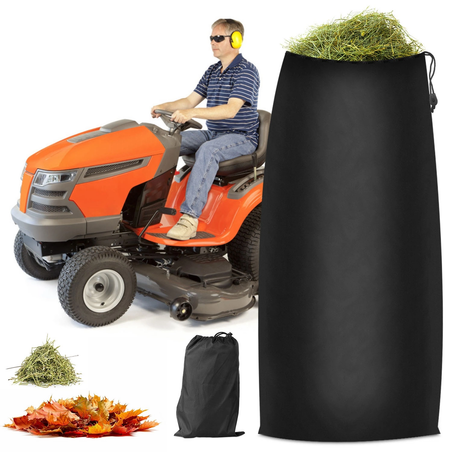54 Cubic Feet Lawn Tractor Leaf Bag: Standard Garden Waste Collection System with 112-Inch Opening