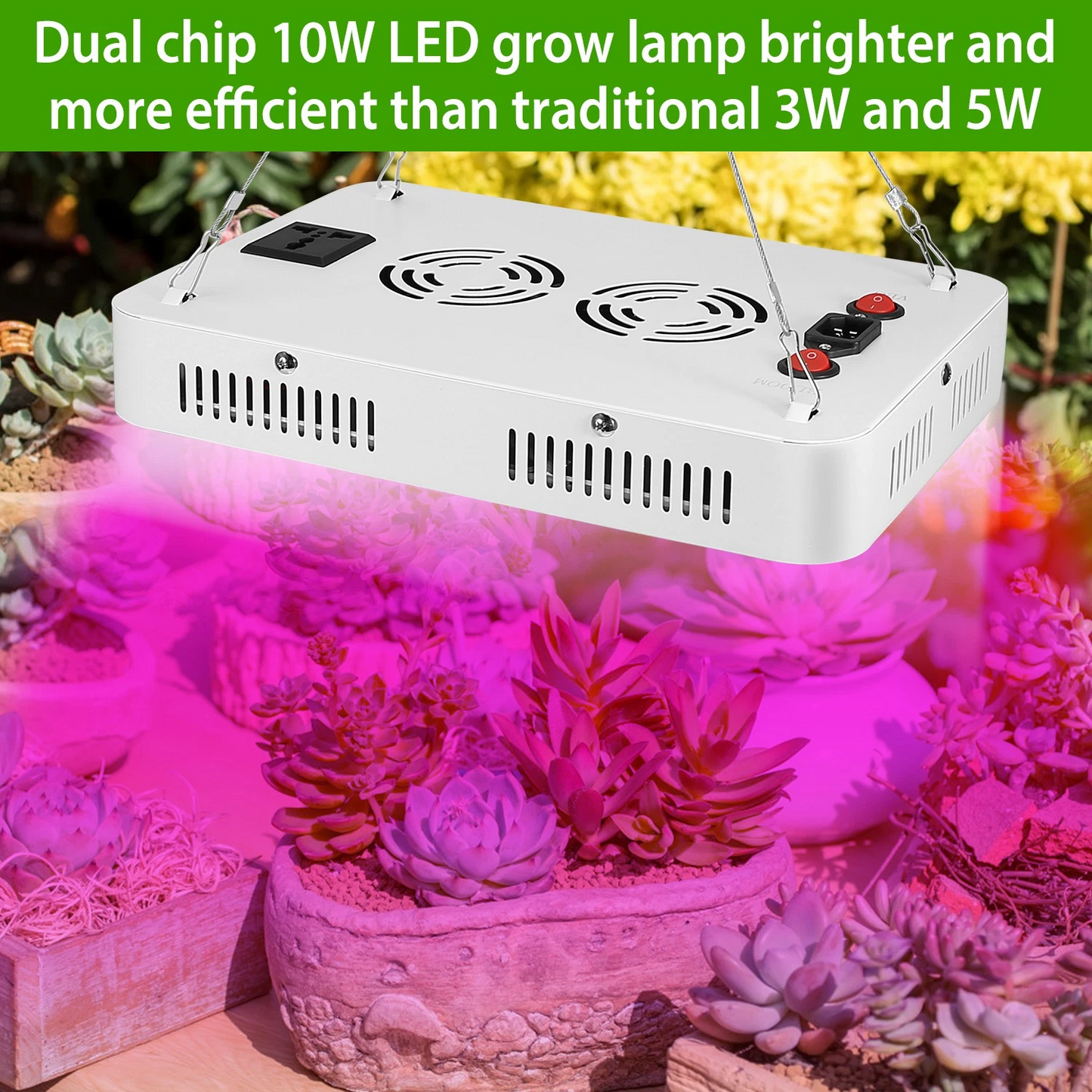 1000W LED Grow Light with Dual Chips - Full Spectrum 380-800nm Plant Lamp with Bloom & Veg Dimmers