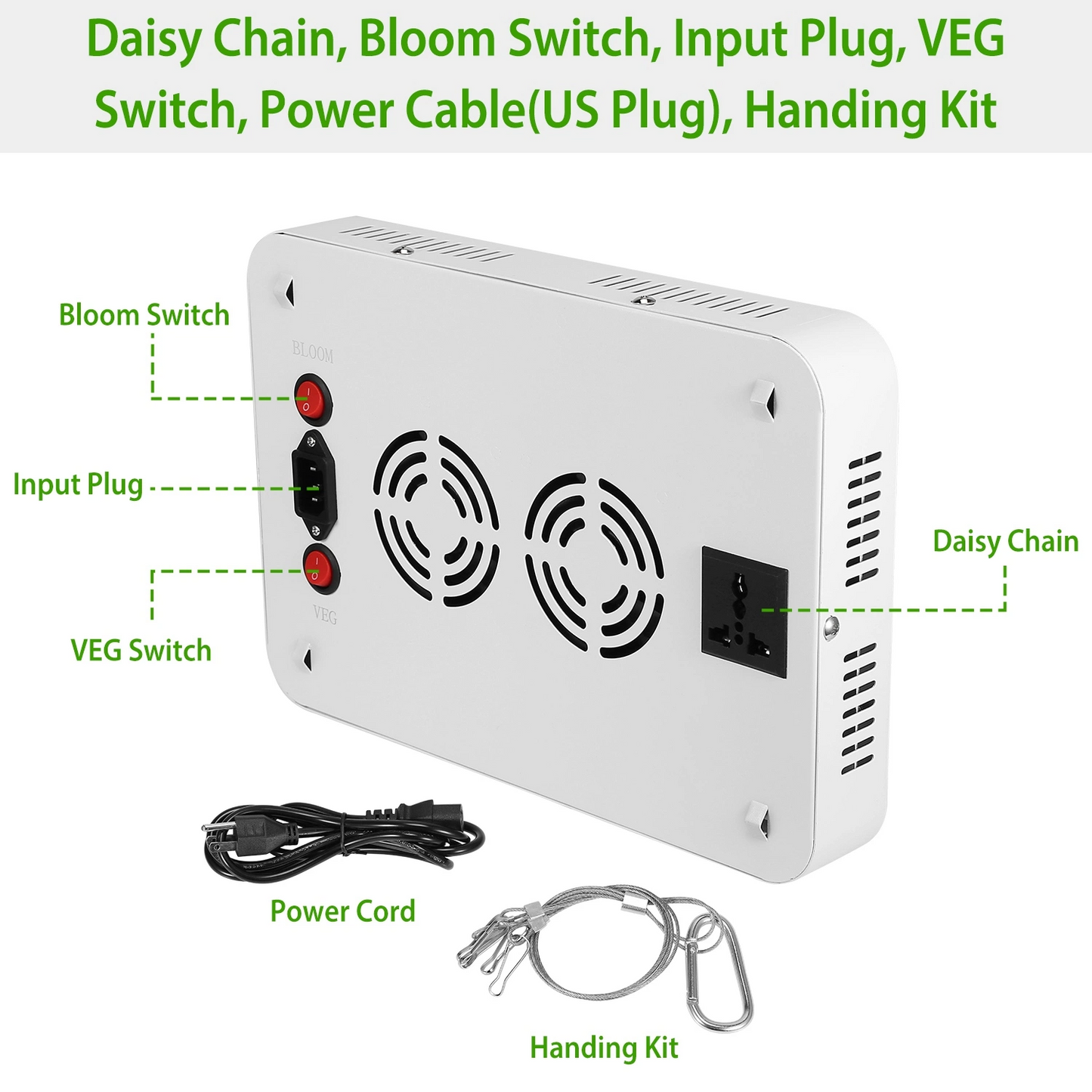 1000W LED Grow Light with Dual Chips - Full Spectrum 380-800nm Plant Lamp with Bloom & Veg Dimmers