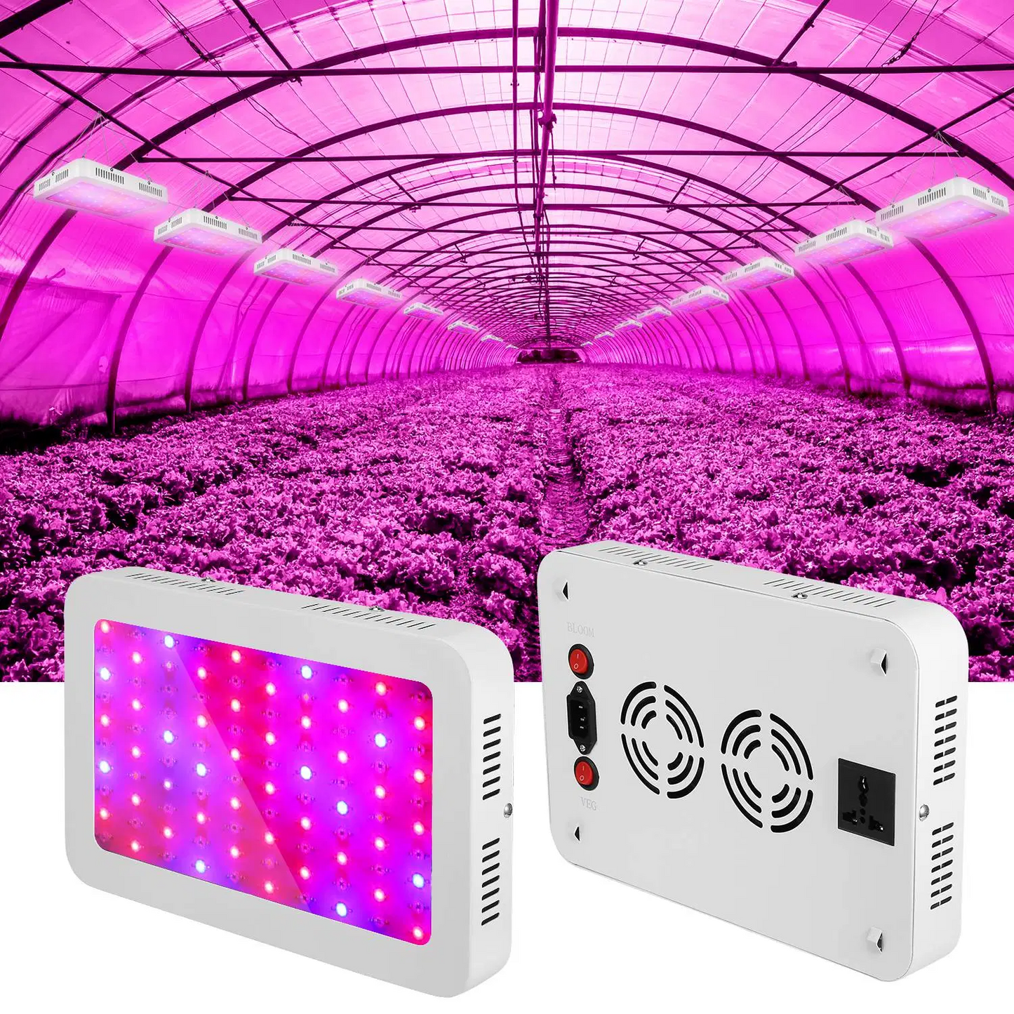 1000W LED Grow Light with Dual Chips - Full Spectrum 380-800nm Plant Lamp with Bloom & Veg Dimmers