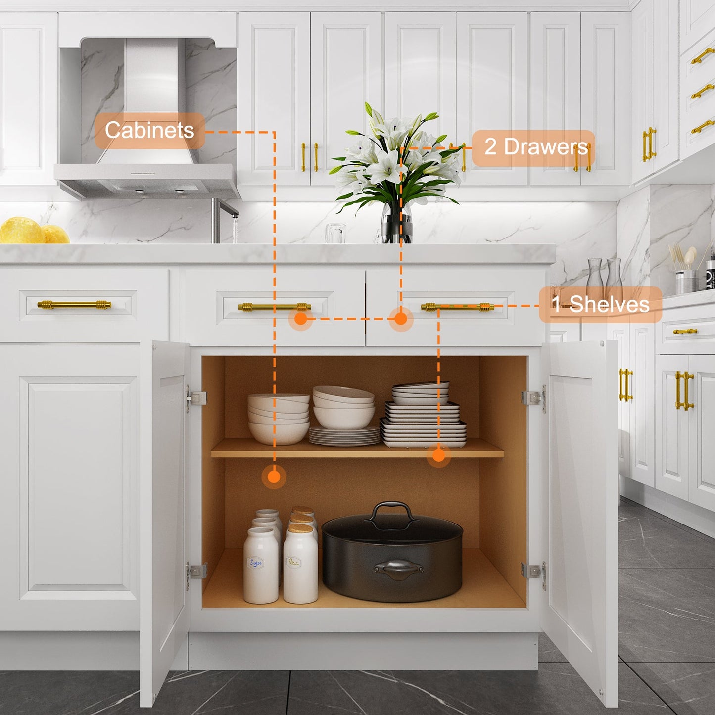 24"D*30"W*34.5"H Birch Solid Wood Base Kitchen Cabinet B30