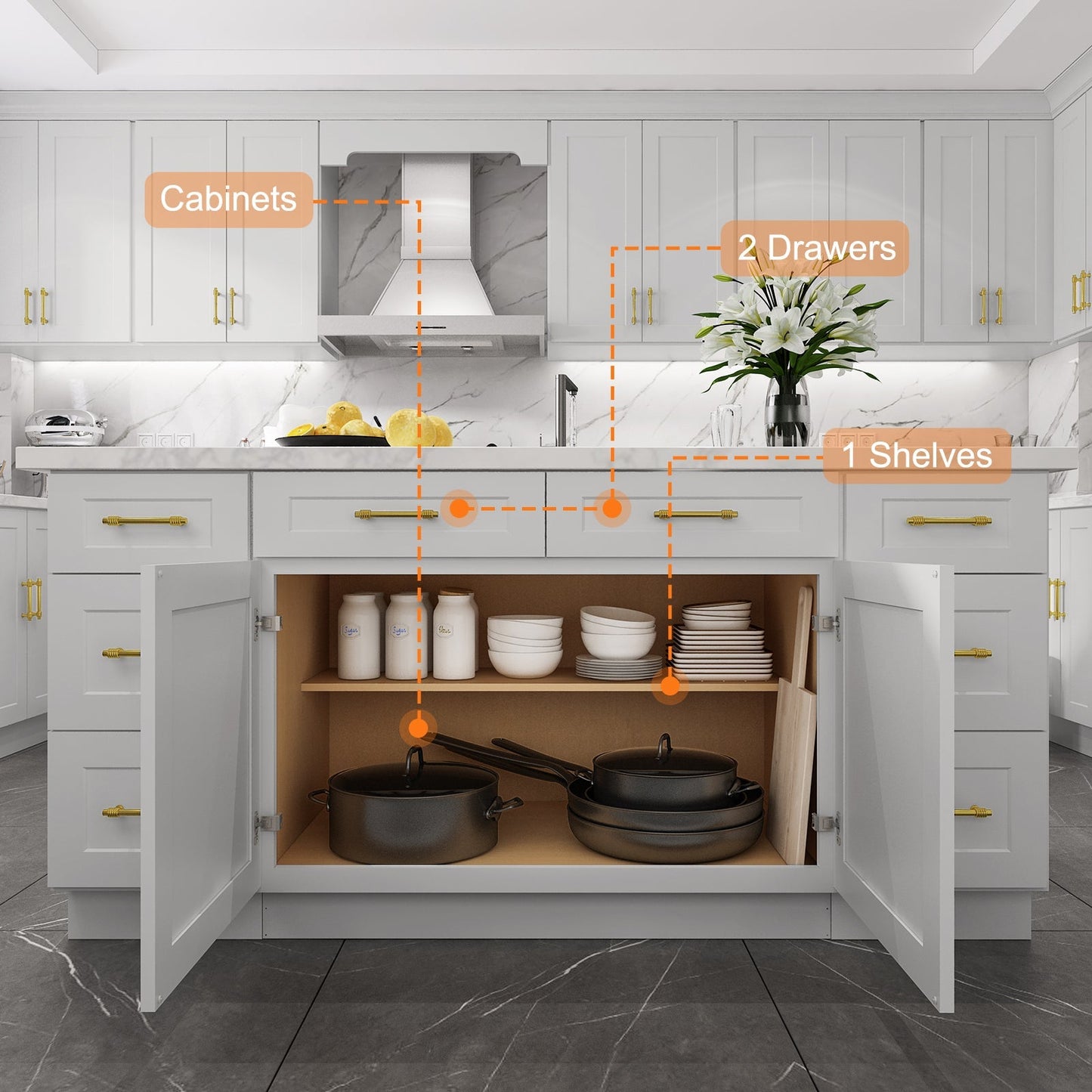 24"D*42"W*34.5"H Birch Solid Wood Base Kitchen Cabinet B42