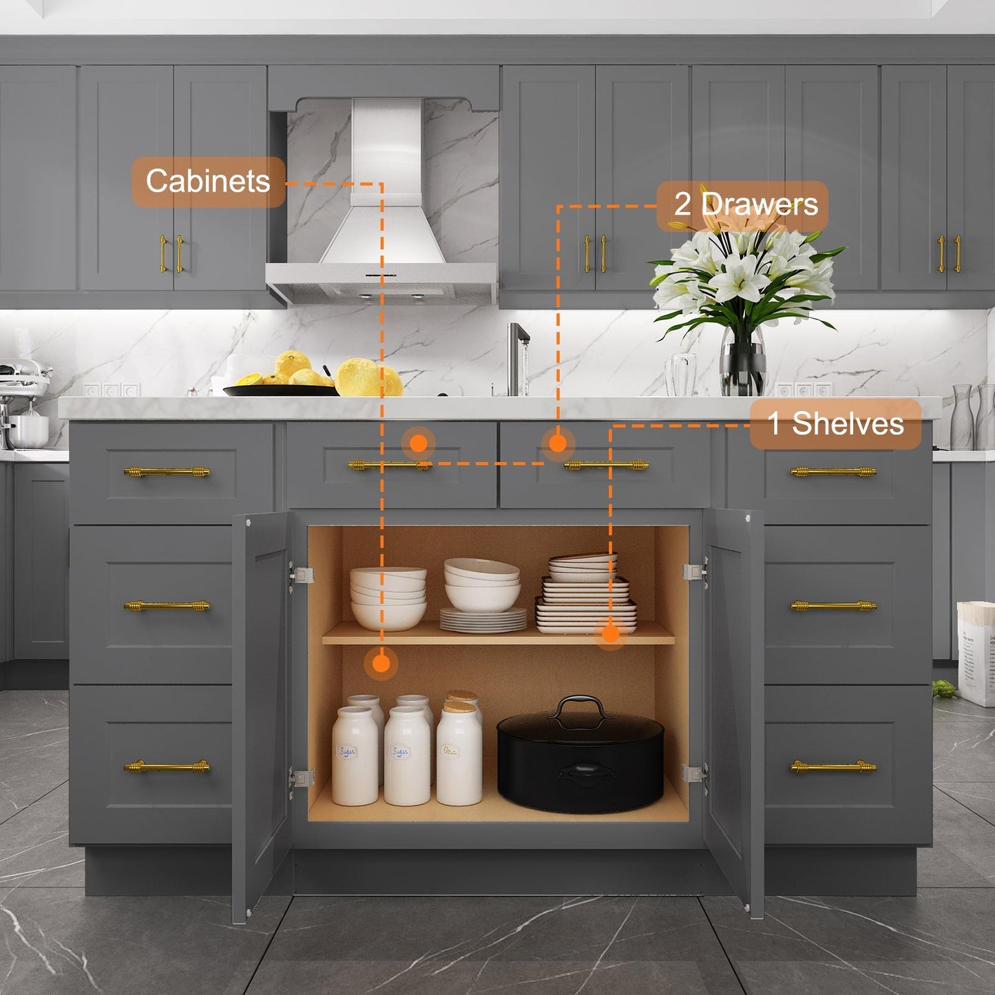 24"D*36"W*34.5"H Birch Solid Wood Base Kitchen Cabinet B36