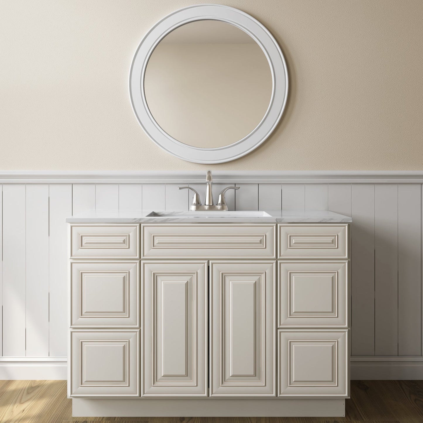 21"D Birch Solid Wood X48"W X 21"D X 34-1/2"H Bath Vanity Sink Drawer Cabinet without Top VDDB48