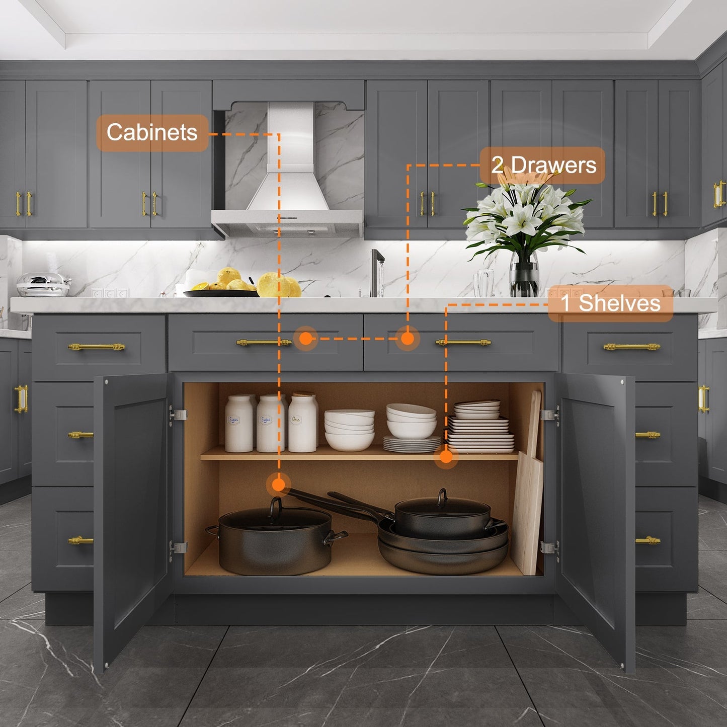 24"D*42"W*34.5"H Birch Solid Wood Base Kitchen Cabinet B42