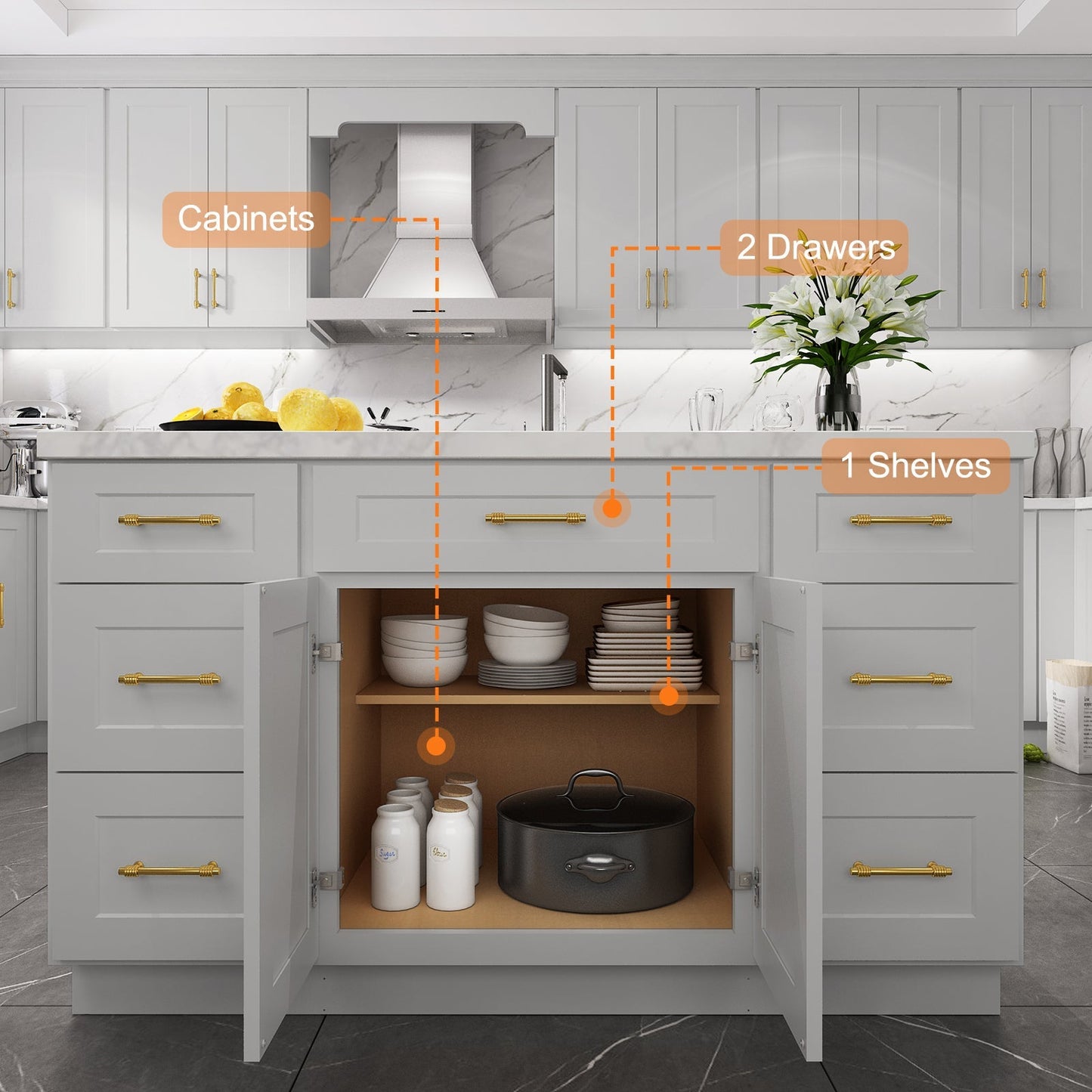 24"D Birch Solid Wood X 24"W X 34-1/2"H Base Kitchen Cabinet B24