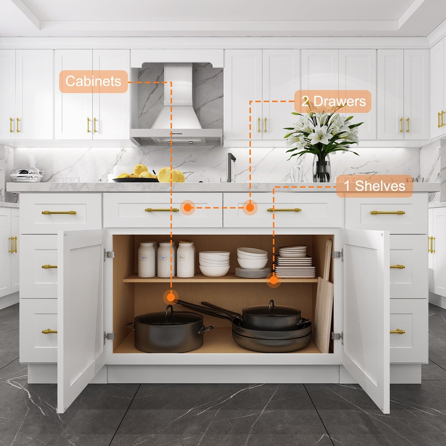 24"D*42"W*34.5"H Birch Solid Wood Base Kitchen Cabinet B42