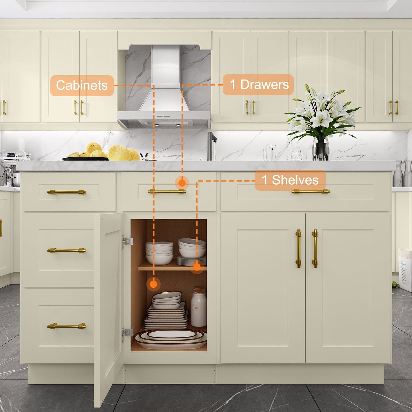 24"D Birch Solid Wood X 15"W X 34-1/2"H Base Kitchen Cabinet B15