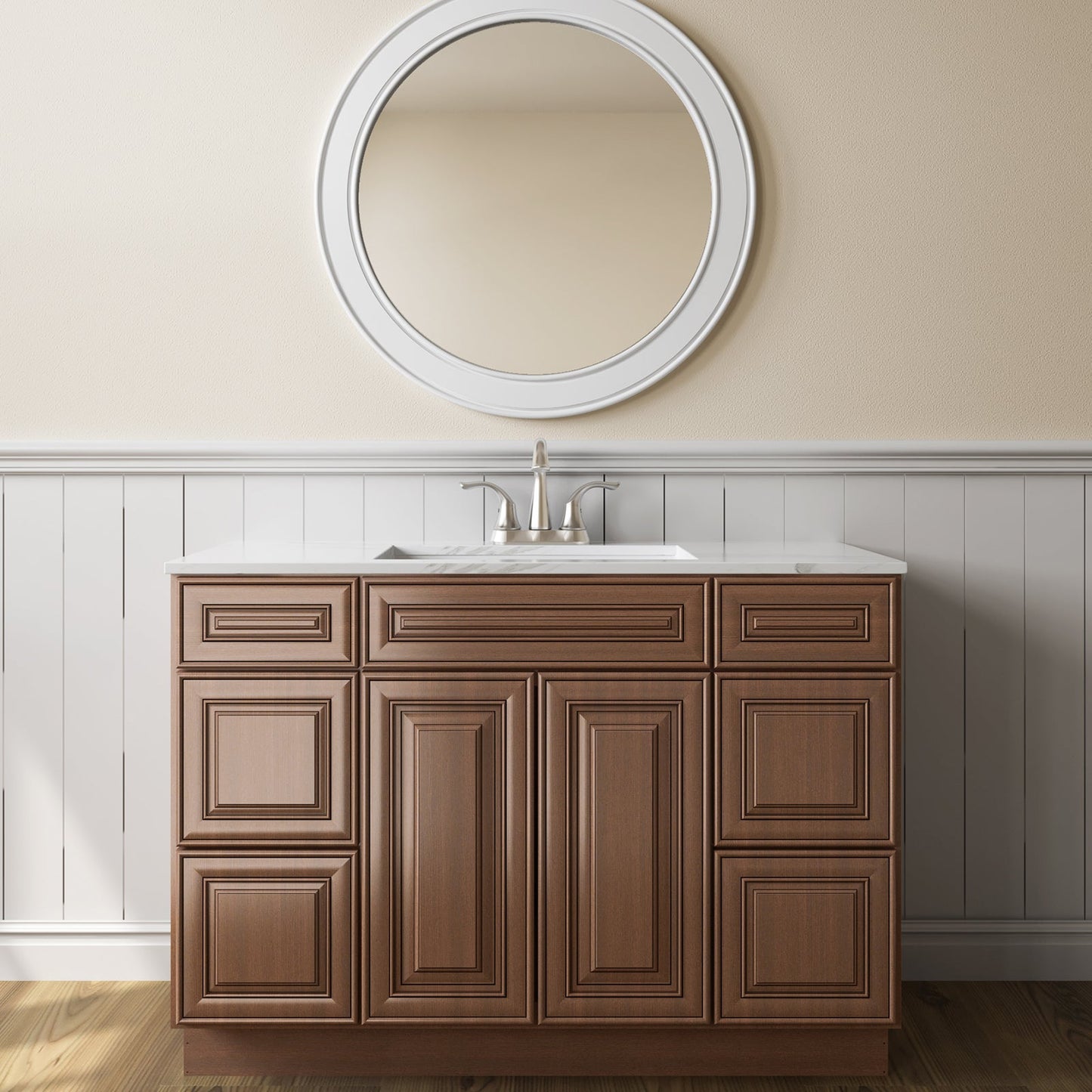 21"D Birch Solid Wood X48"W X 21"D X 34-1/2"H Bath Vanity Sink Drawer Cabinet without Top VDDB48