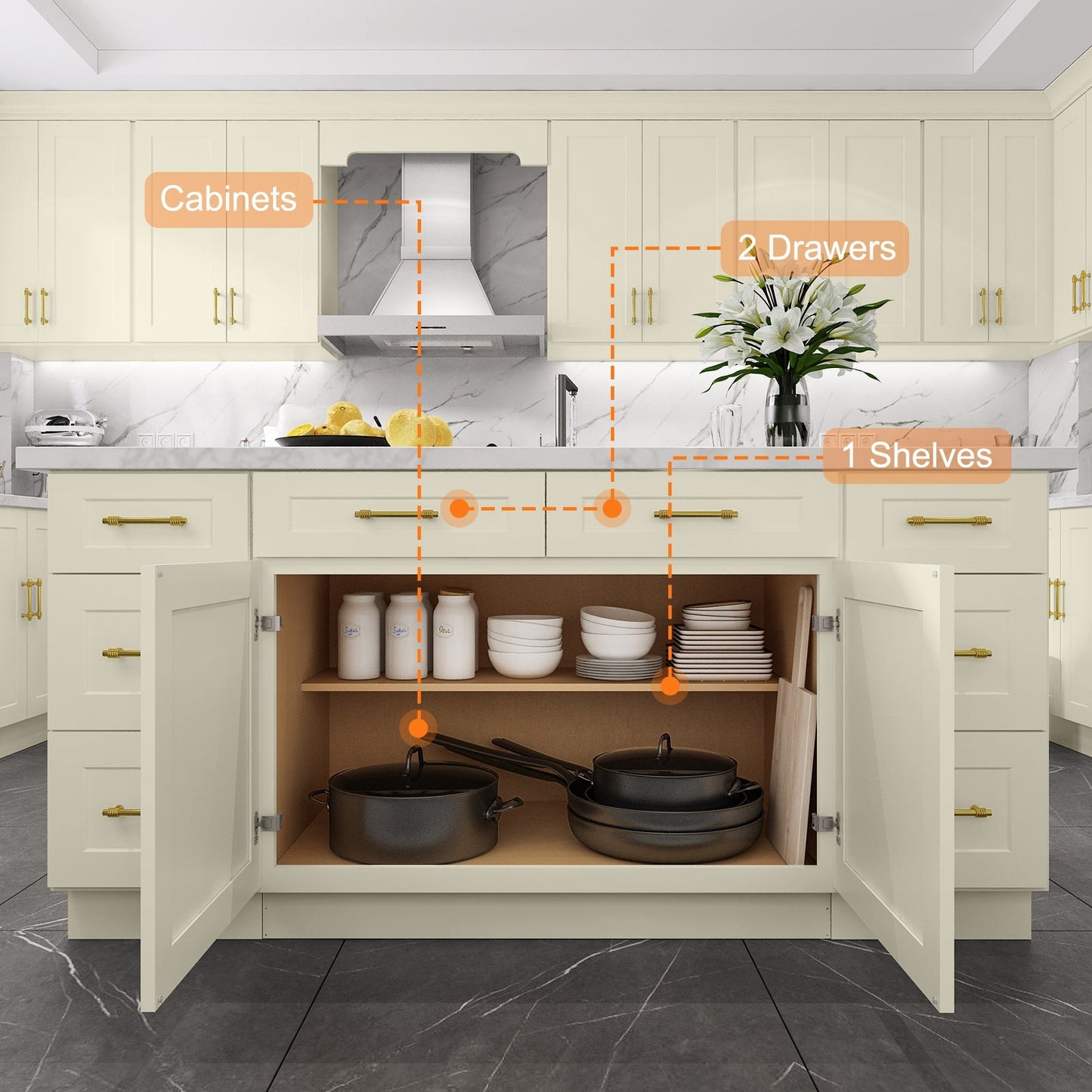 24"D*42"W*34.5"H Birch Solid Wood Base Kitchen Cabinet B42