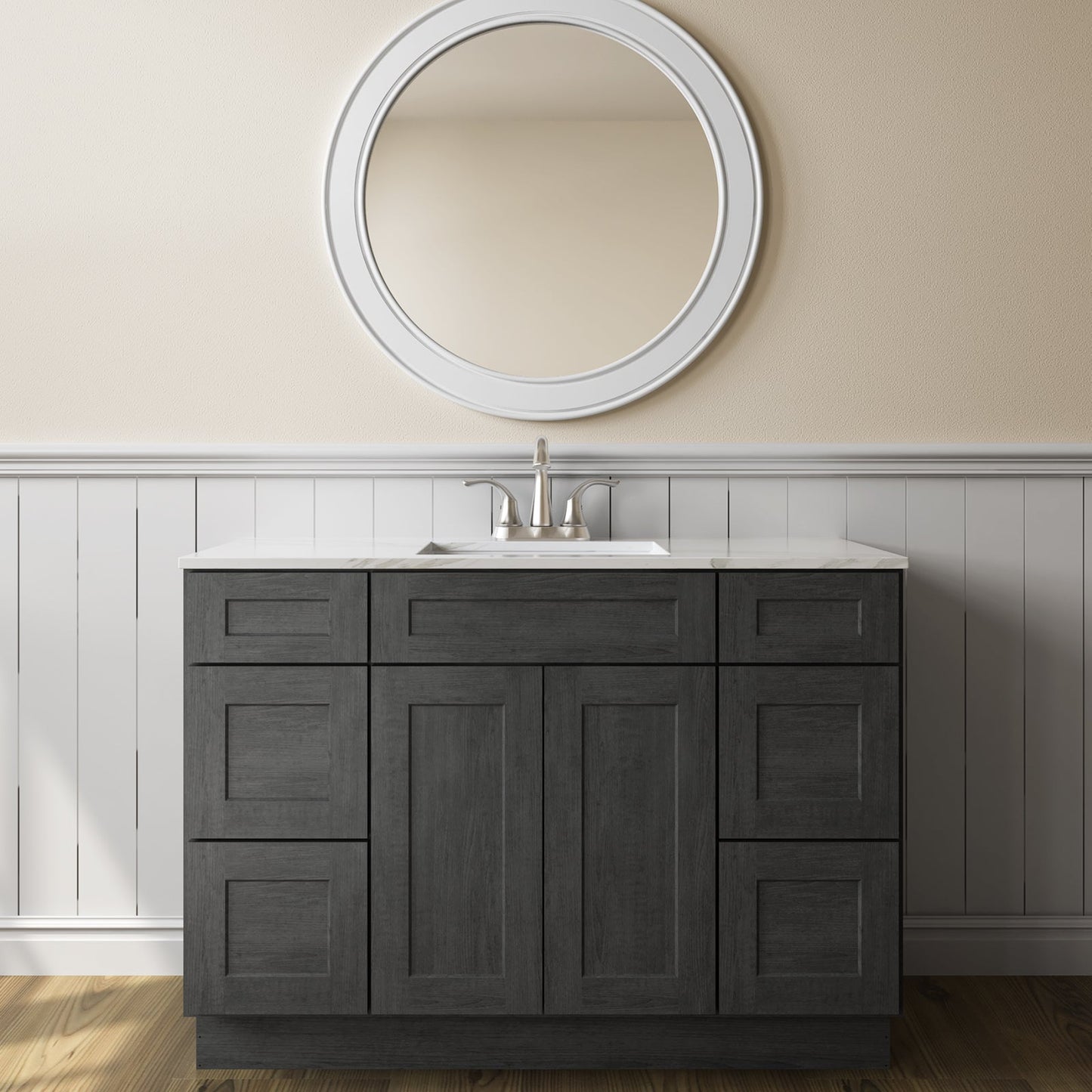 21"D Birch Solid Wood X48"W X 21"D X 34-1/2"H Bath Vanity Sink Drawer Cabinet without Top VDDB48
