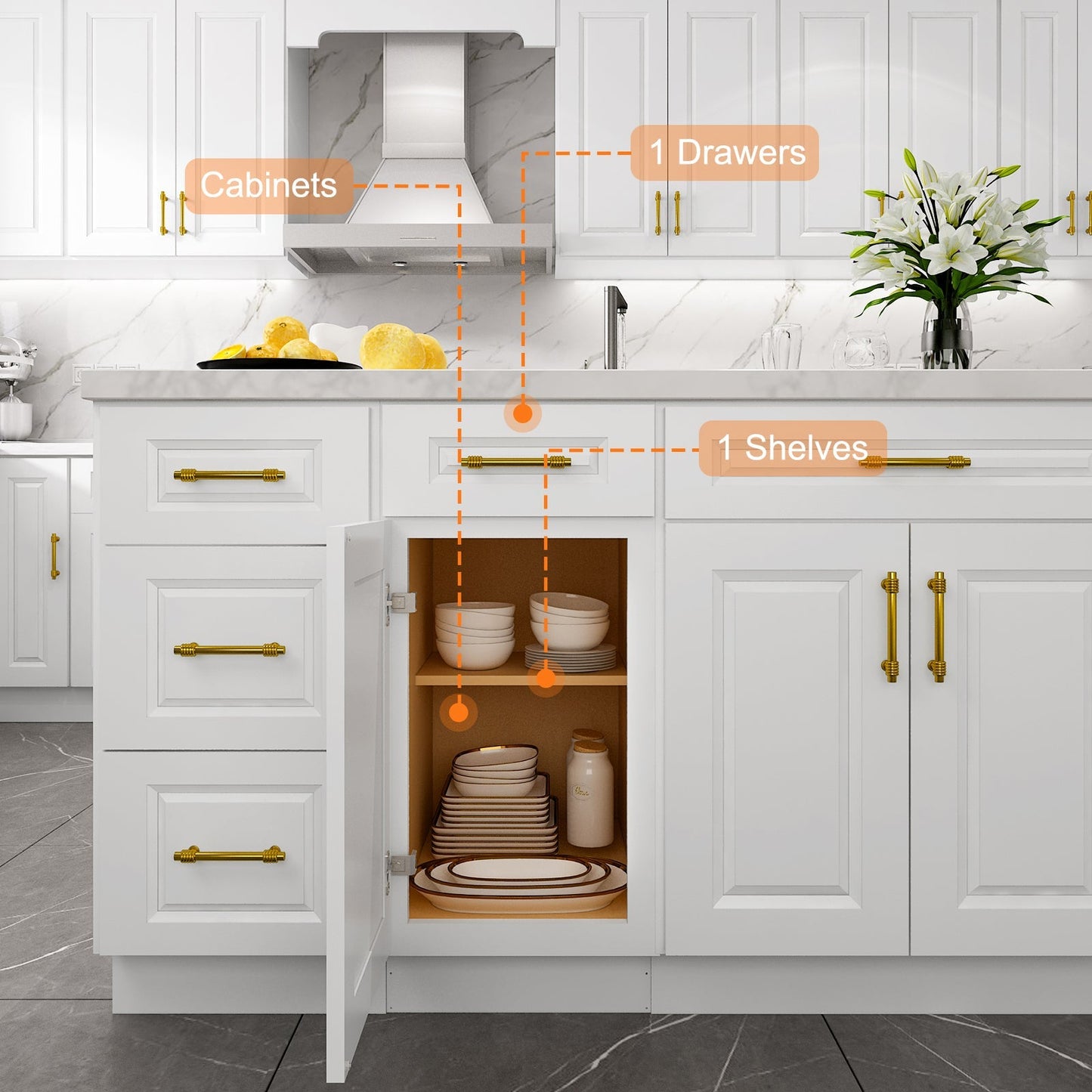 21"W Birch Solid Wood X 24"D X 34-1/2"H Base Kitchen Cabinet B21