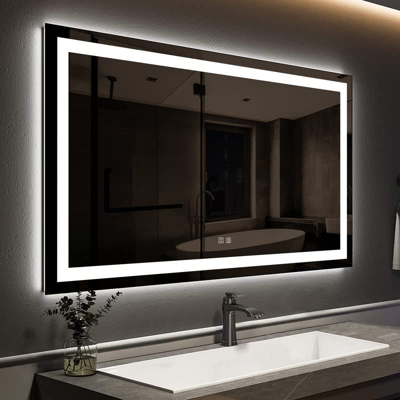 Frameless Frosted Square Led Bathroom Mirrors with Dimmable Lights