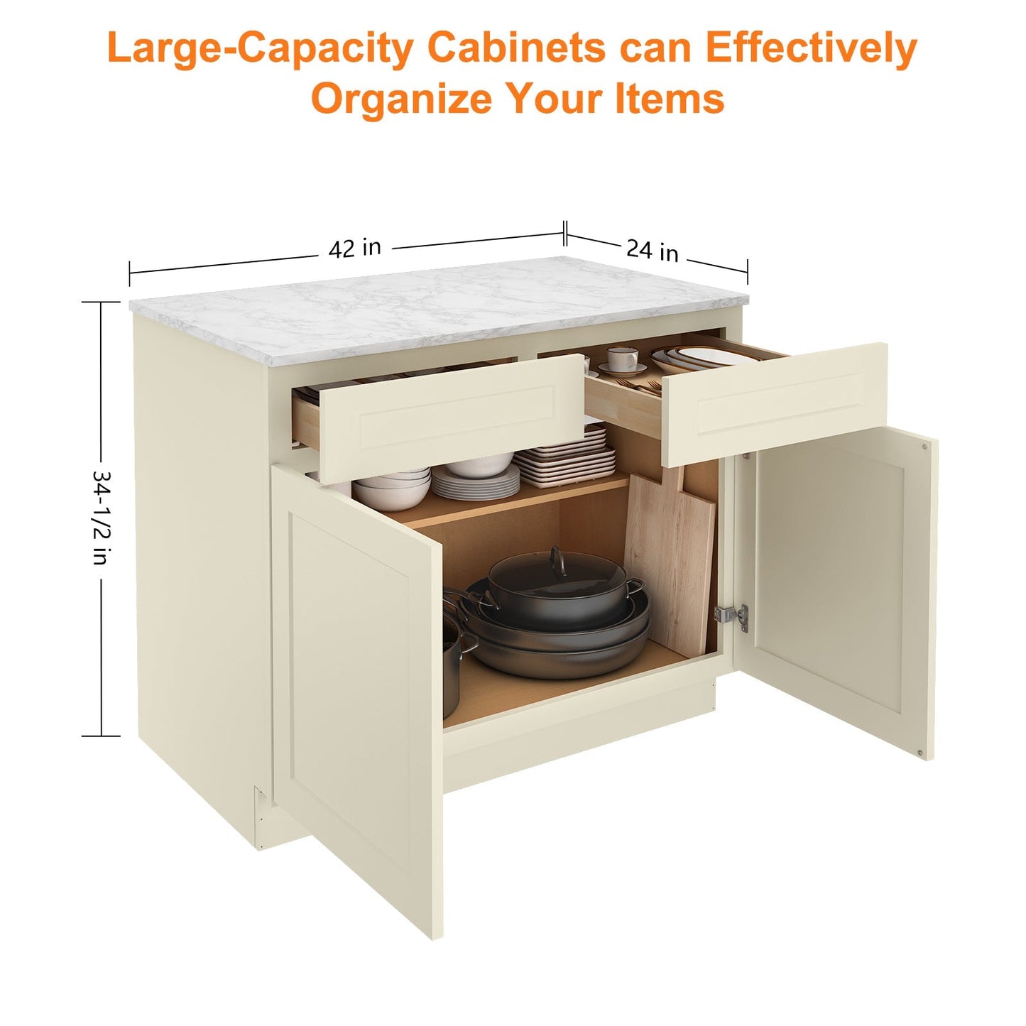24"D*42"W*34.5"H Birch Solid Wood Base Kitchen Cabinet B42