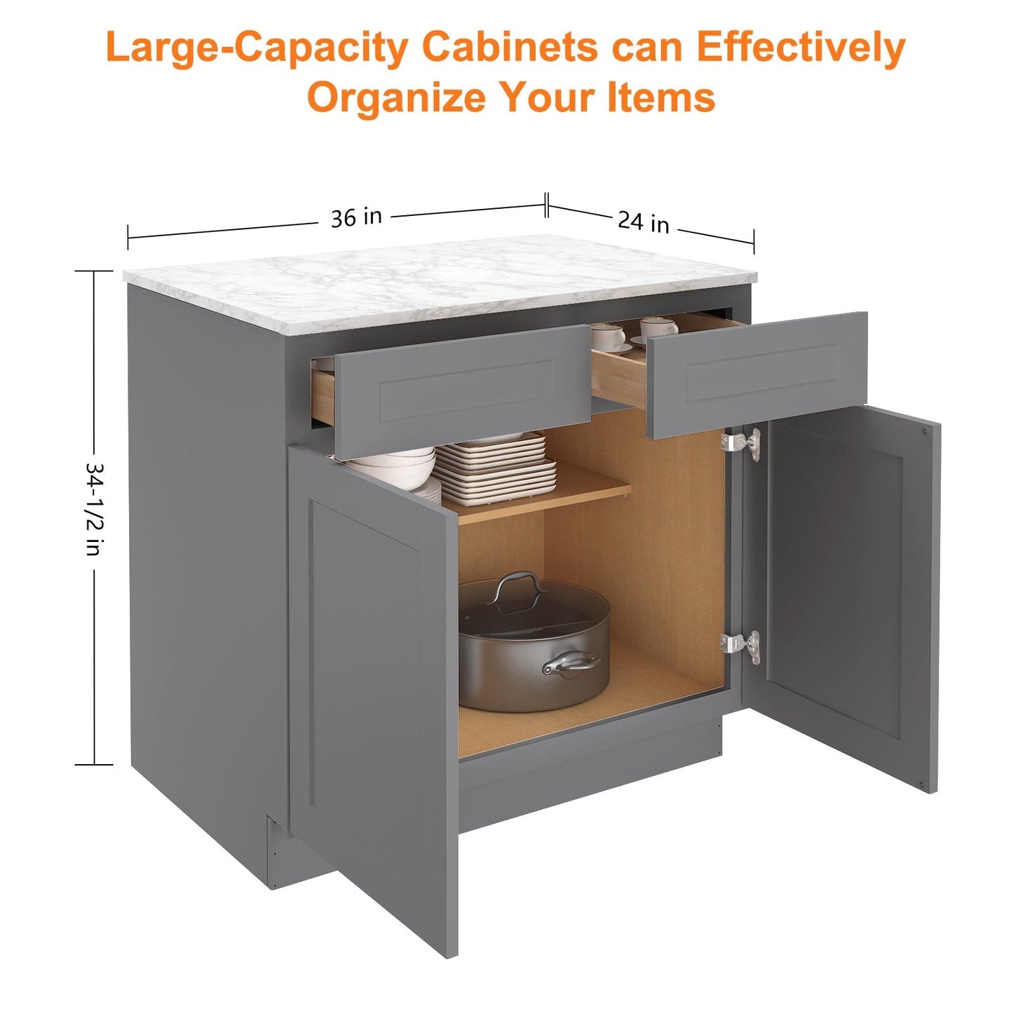 24"D*36"W*34.5"H Birch Solid Wood Base Kitchen Cabinet B36