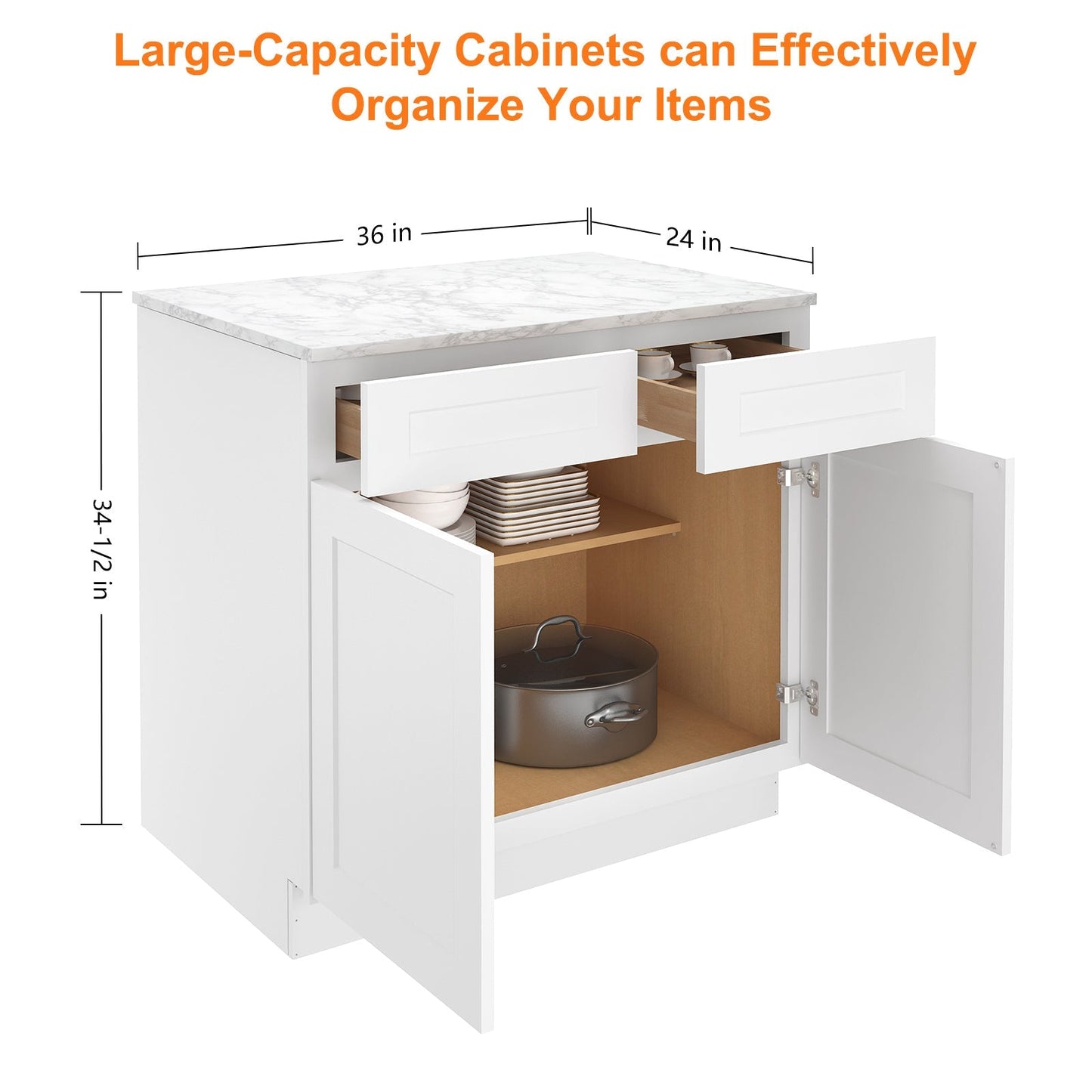 24"D*36"W*34.5"H Birch Solid Wood Base Kitchen Cabinet B36