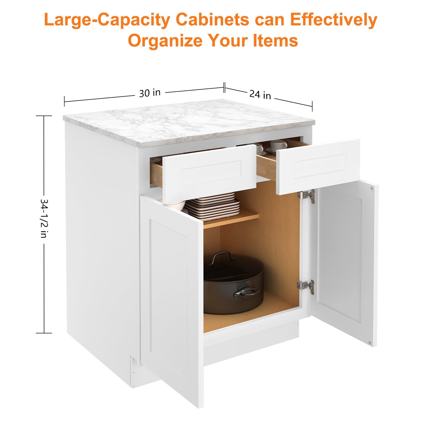 24"D*30"W*34.5"H Birch Solid Wood Base Kitchen Cabinet B30