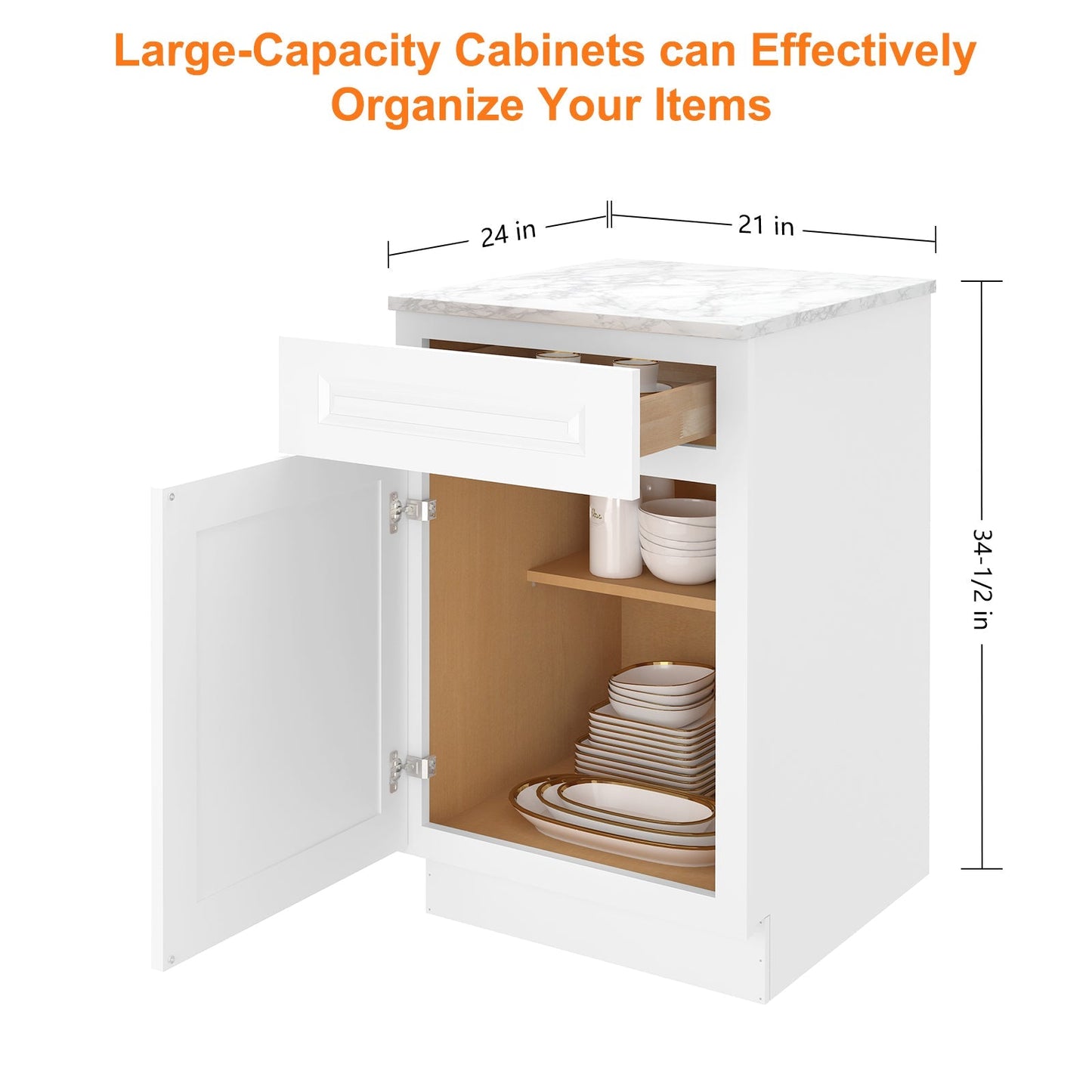 21"W Birch Solid Wood X 24"D X 34-1/2"H Base Kitchen Cabinet B21