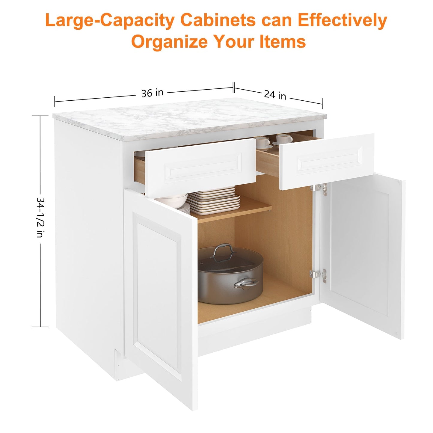 24"D*36"W*34.5"H Birch Solid Wood Base Kitchen Cabinet B36