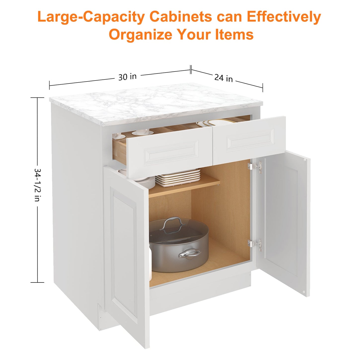 24"D*30"W*34.5"H Birch Solid Wood Base Kitchen Cabinet B30