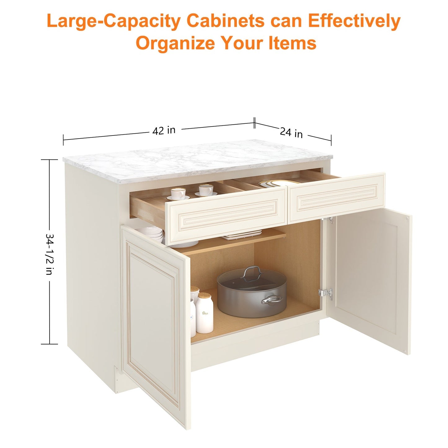 24"D*42"W*34.5"H Birch Solid Wood Base Kitchen Cabinet B42