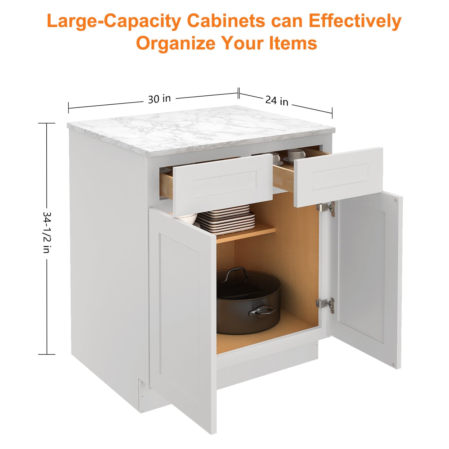 24"D*30"W*34.5"H Birch Solid Wood Base Kitchen Cabinet B30