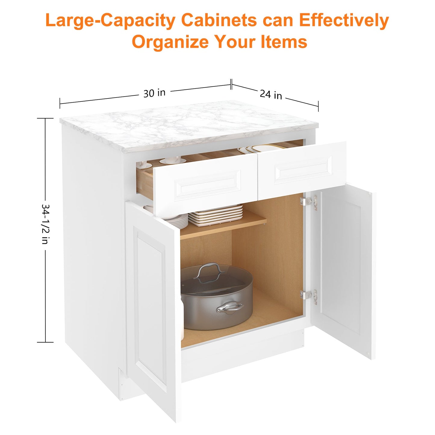 24"D*30"W*34.5"H Birch Solid Wood Base Kitchen Cabinet B30