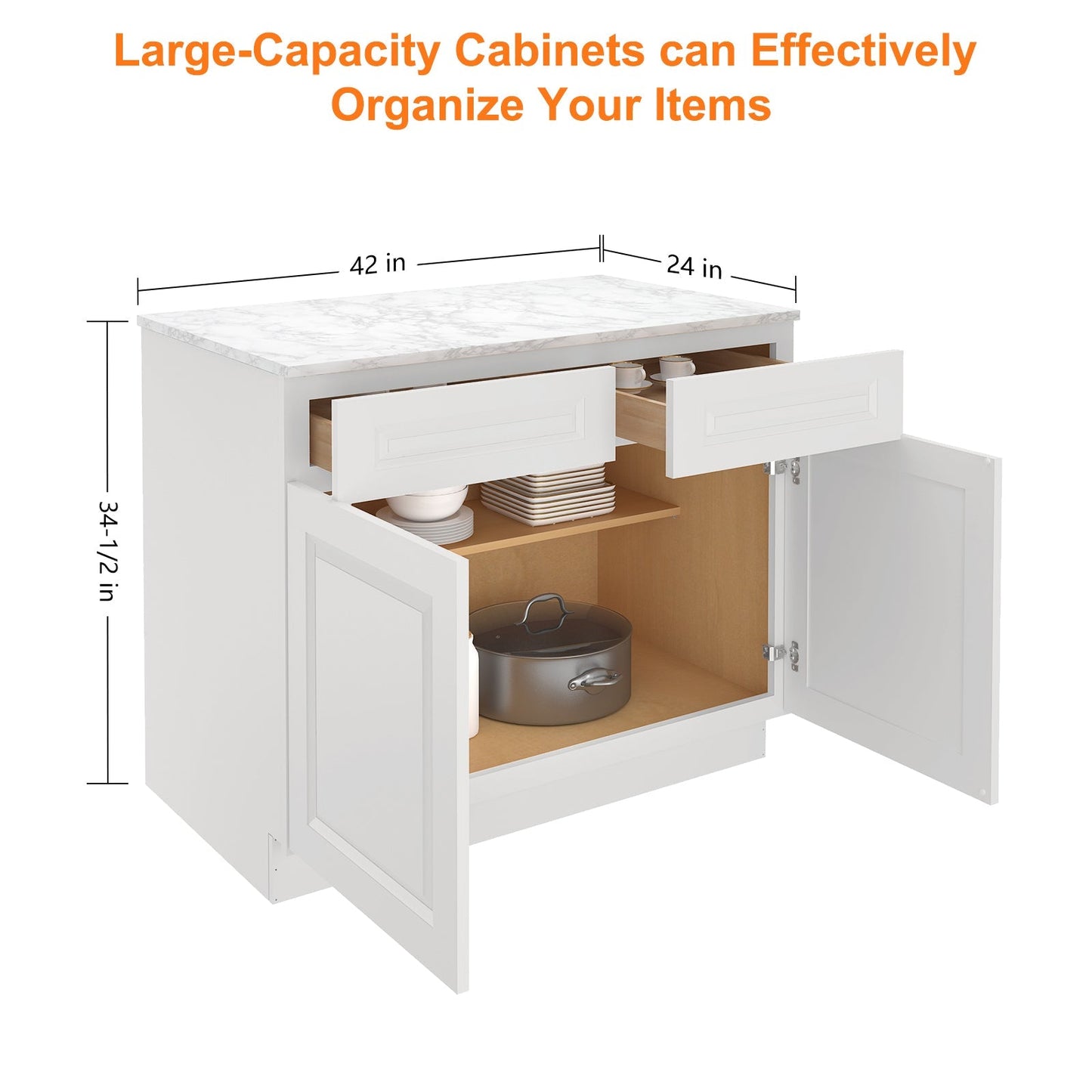 24"D*42"W*34.5"H Birch Solid Wood Base Kitchen Cabinet B42