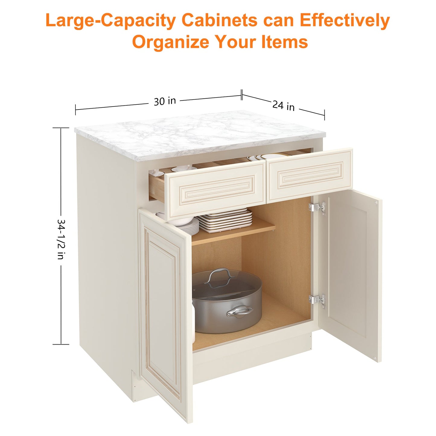 24"D*30"W*34.5"H Birch Solid Wood Base Kitchen Cabinet B30