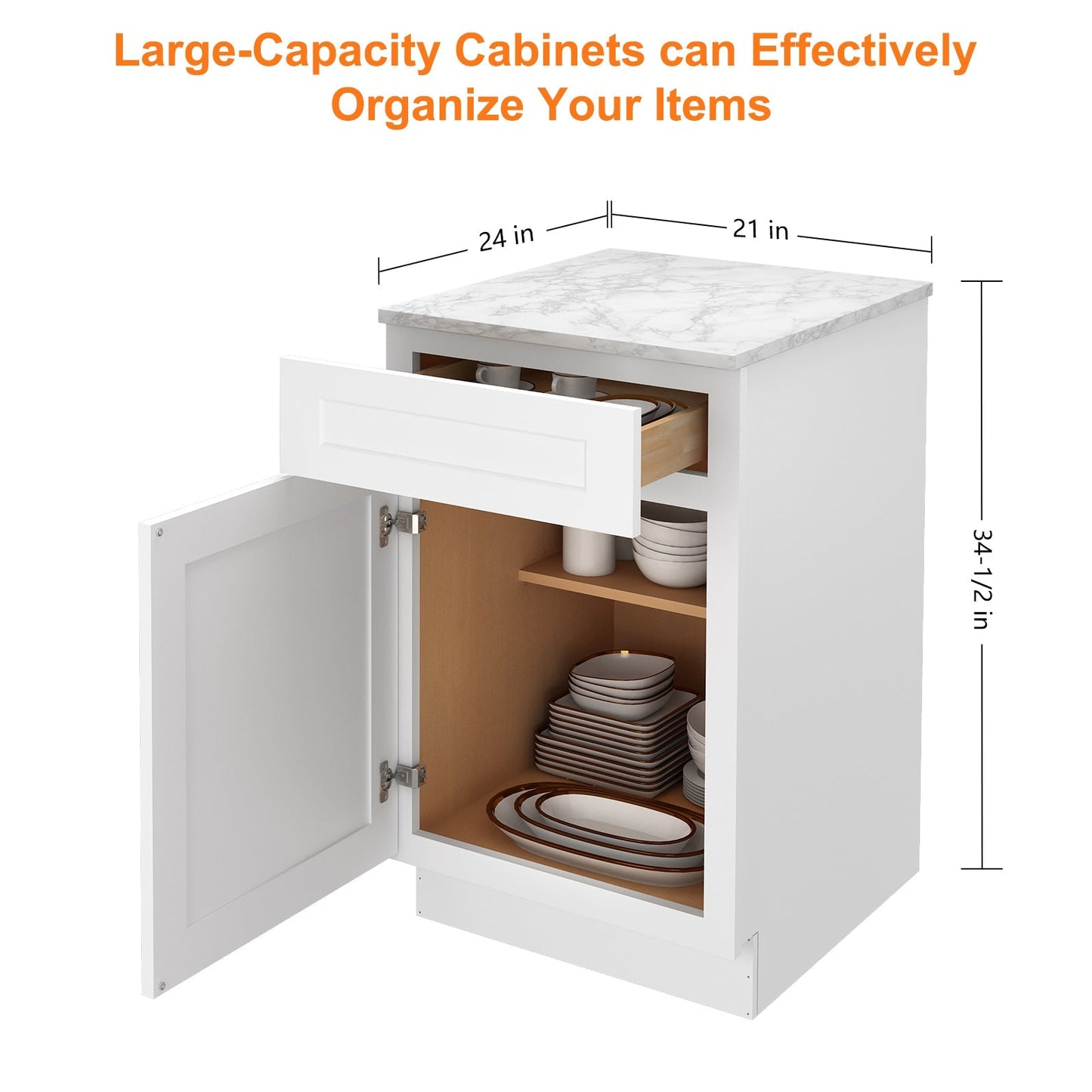 21"W Birch Solid Wood X 24"D X 34-1/2"H Base Kitchen Cabinet B21