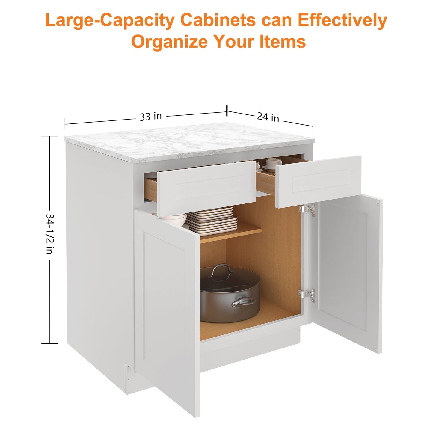 24"D*33"W*34.5"H Birch Solid Wood Base Kitchen Cabinet B33