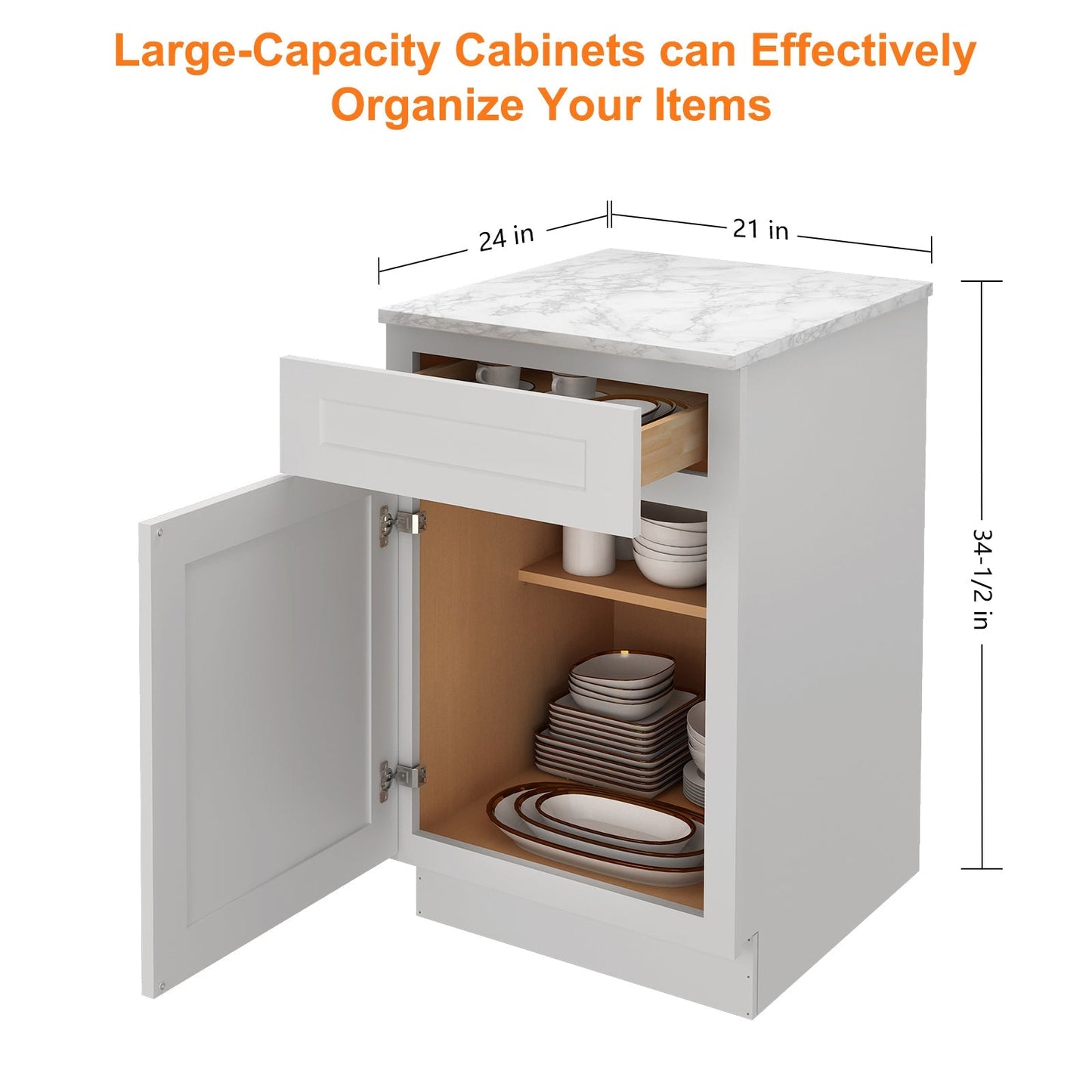 21"W Birch Solid Wood X 24"D X 34-1/2"H Base Kitchen Cabinet B21