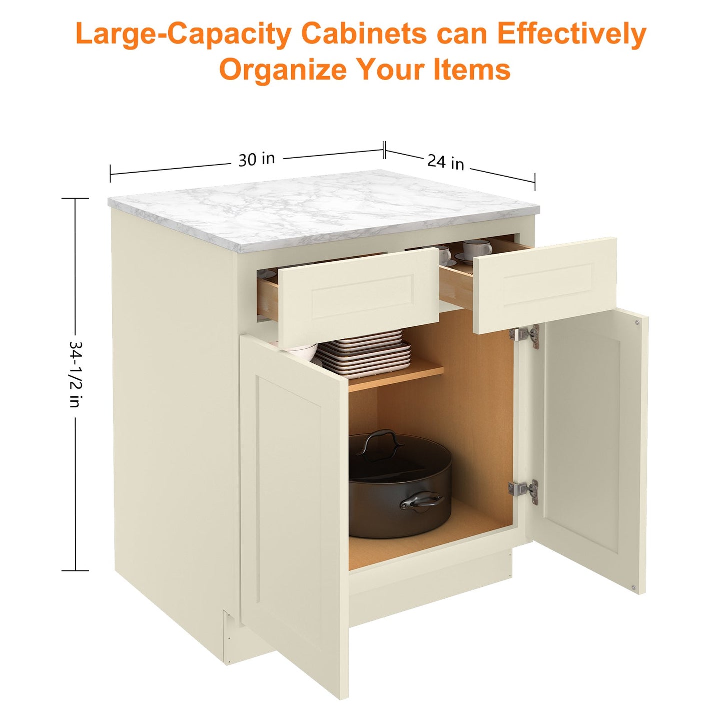 24"D*30"W*34.5"H Birch Solid Wood Base Kitchen Cabinet B30