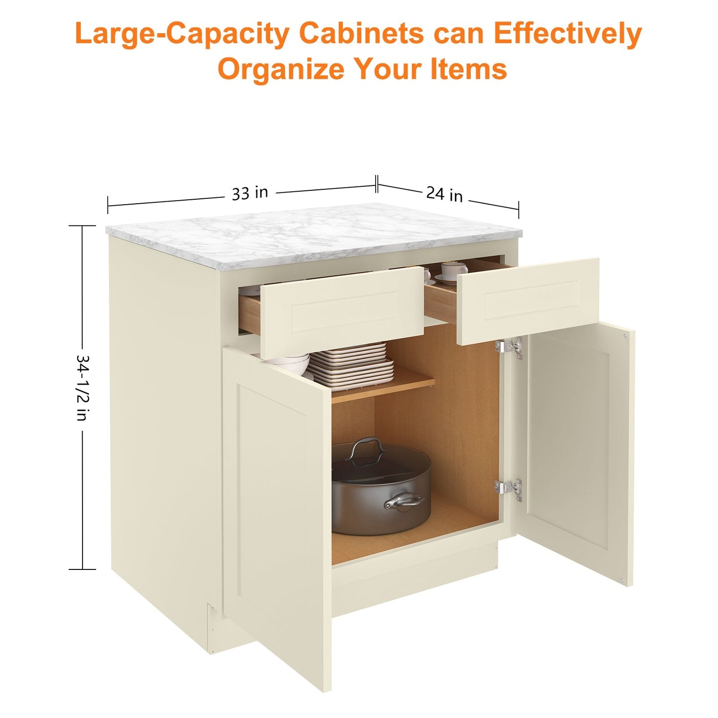 24"D*33"W*34.5"H Birch Solid Wood Base Kitchen Cabinet B33