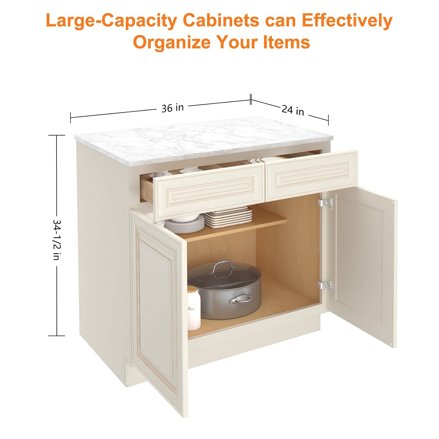 24"D*36"W*34.5"H Birch Solid Wood Base Kitchen Cabinet B36