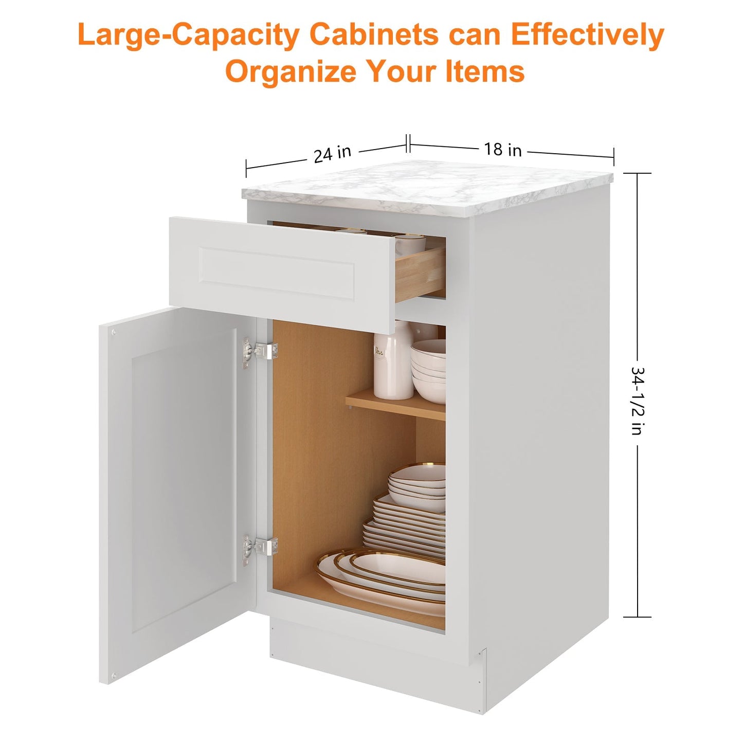 24"D Birch Solid Wood X 18"W X 34-1/2"H Base Kitchen Cabinet B18