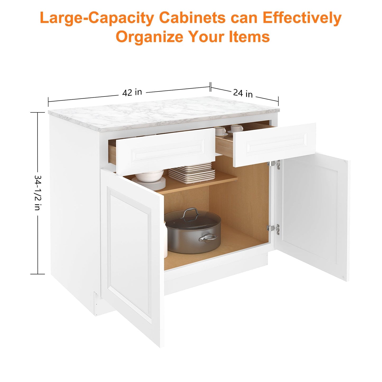 24"D*42"W*34.5"H Birch Solid Wood Base Kitchen Cabinet B42