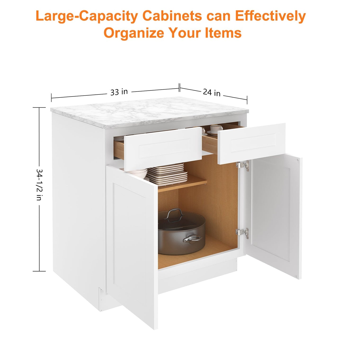 24"D*33"W*34.5"H Birch Solid Wood Base Kitchen Cabinet B33