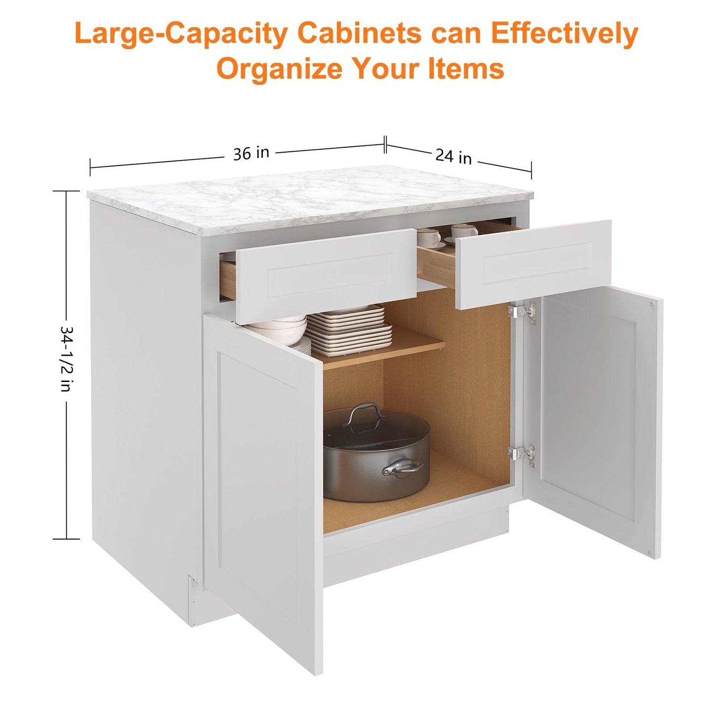 24"D*36"W*34.5"H Birch Solid Wood Base Kitchen Cabinet B36