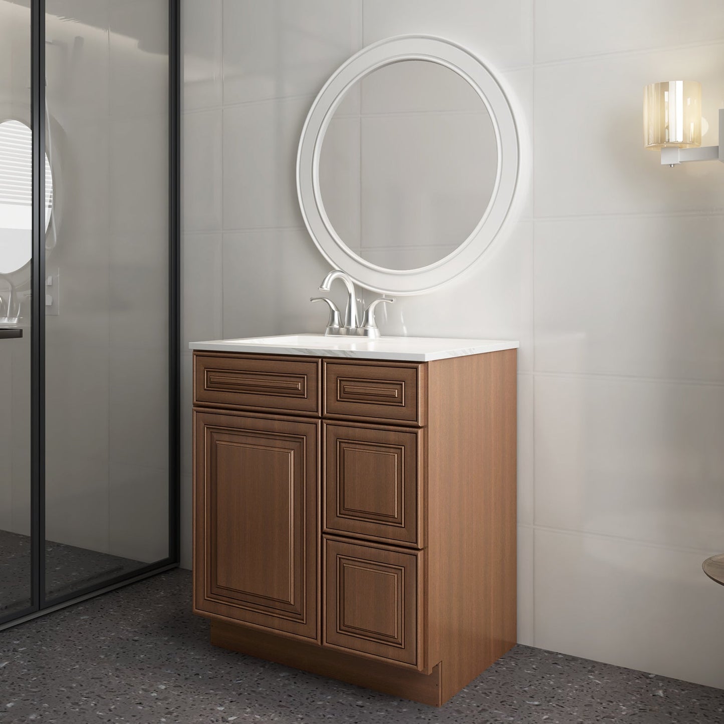 21"Dx30"Wx34-1/2"H Birch Solid Wood Bath Vanity Cabinet without Top V3021DR