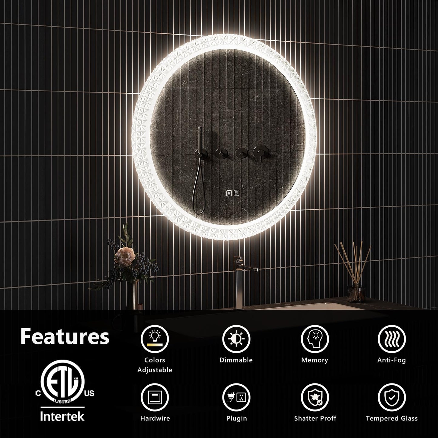 Round Acrylic LED Bathroom Mirror