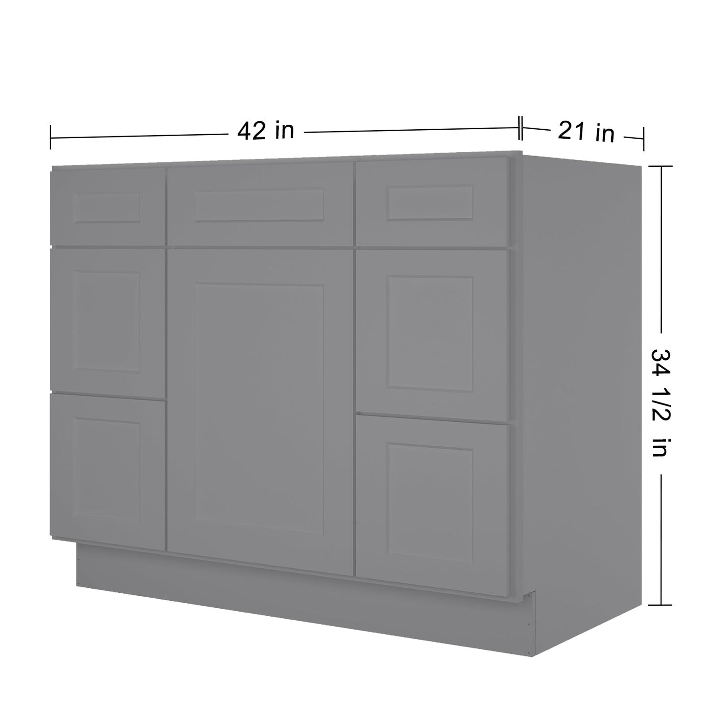 21"D Birch Solid Wood X 42"W X 34-1/2"H Bath Vanity Double Drawer Cabinet without Top VDDB42