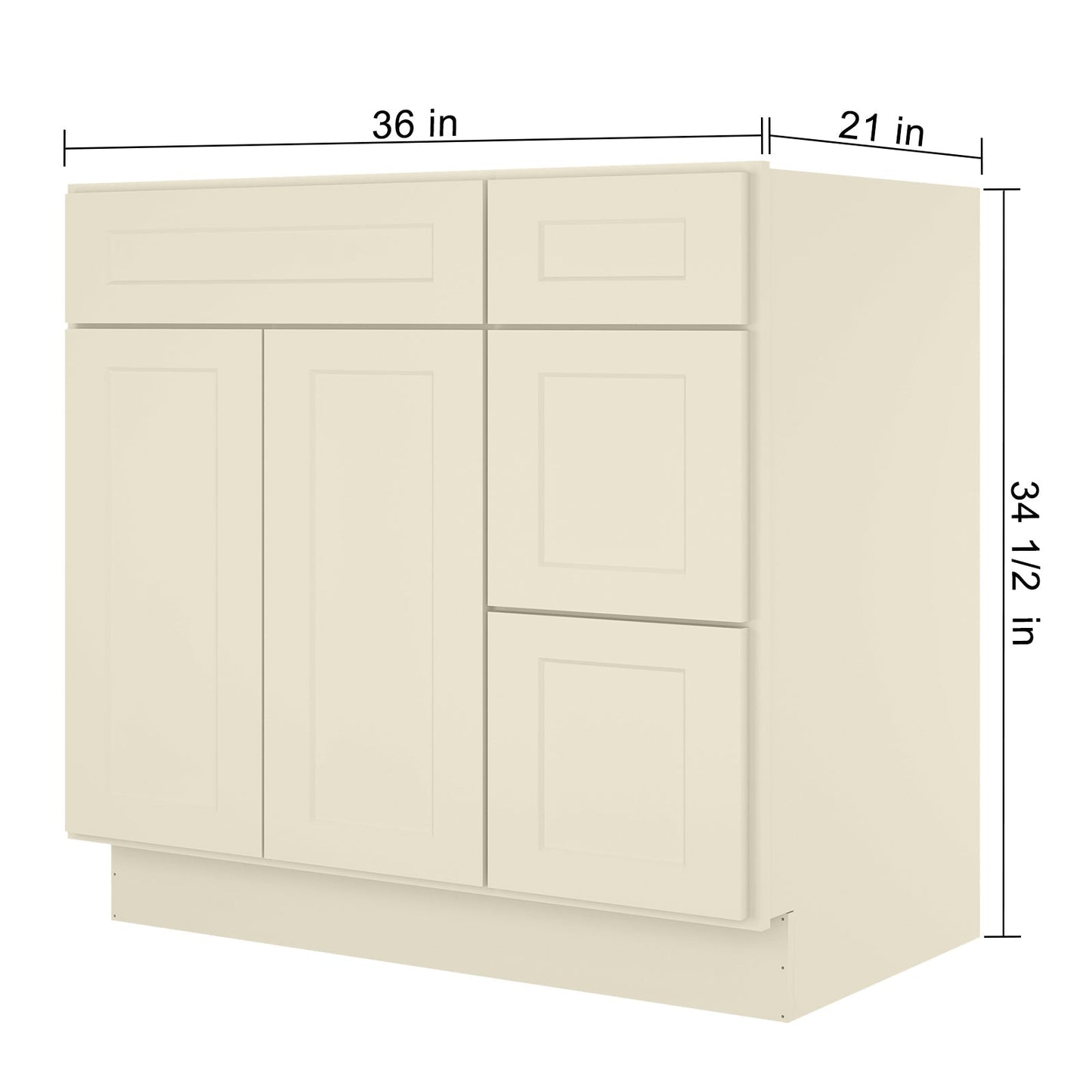21"Dx36"Wx34-1/2"H Birch Solid Wood Bath Vanity Cabinet without Top V3621DR