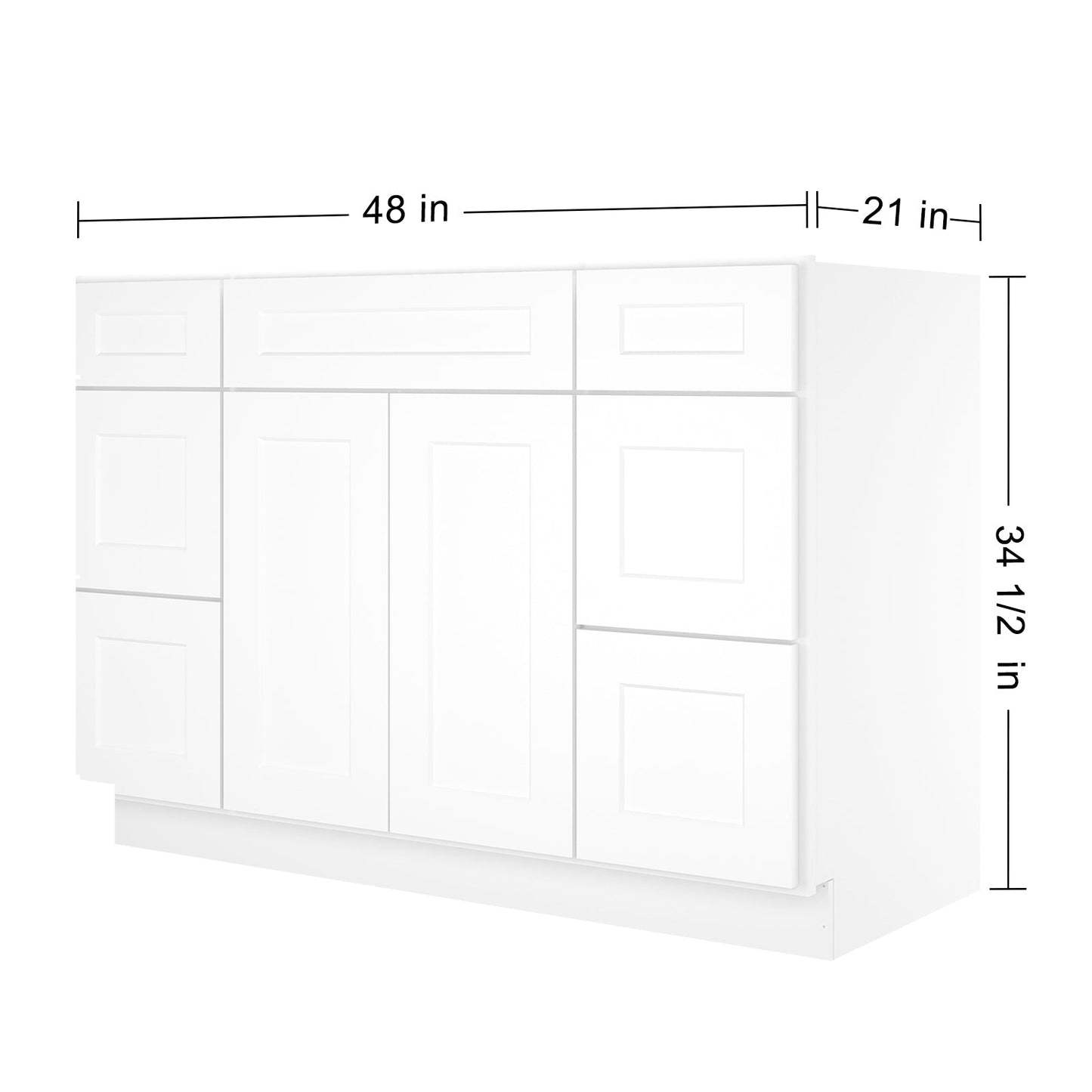 21"D Birch Solid Wood X 60"W X 34-1/2"H Bath Vanity Double Drawer Cabinet without Top VDDB60