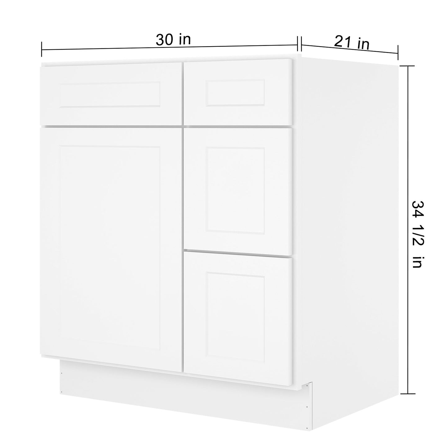 21"Dx30"Wx34-1/2"H Birch Solid Wood Bath Vanity Cabinet without Top V3021DR