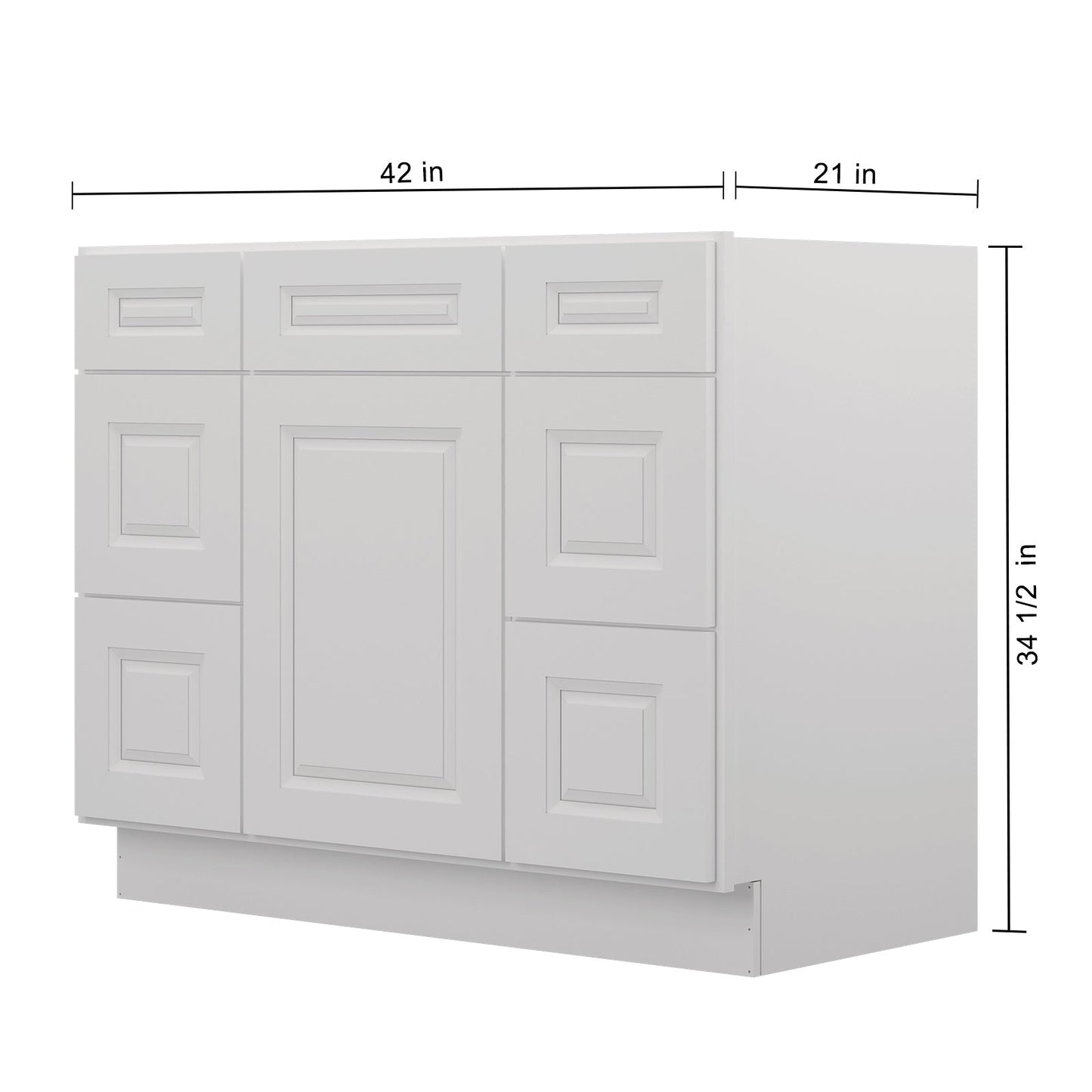 21"D Birch Solid Wood X 42"W X 34-1/2"H Bath Vanity Double Drawer Cabinet without Top VDDB42