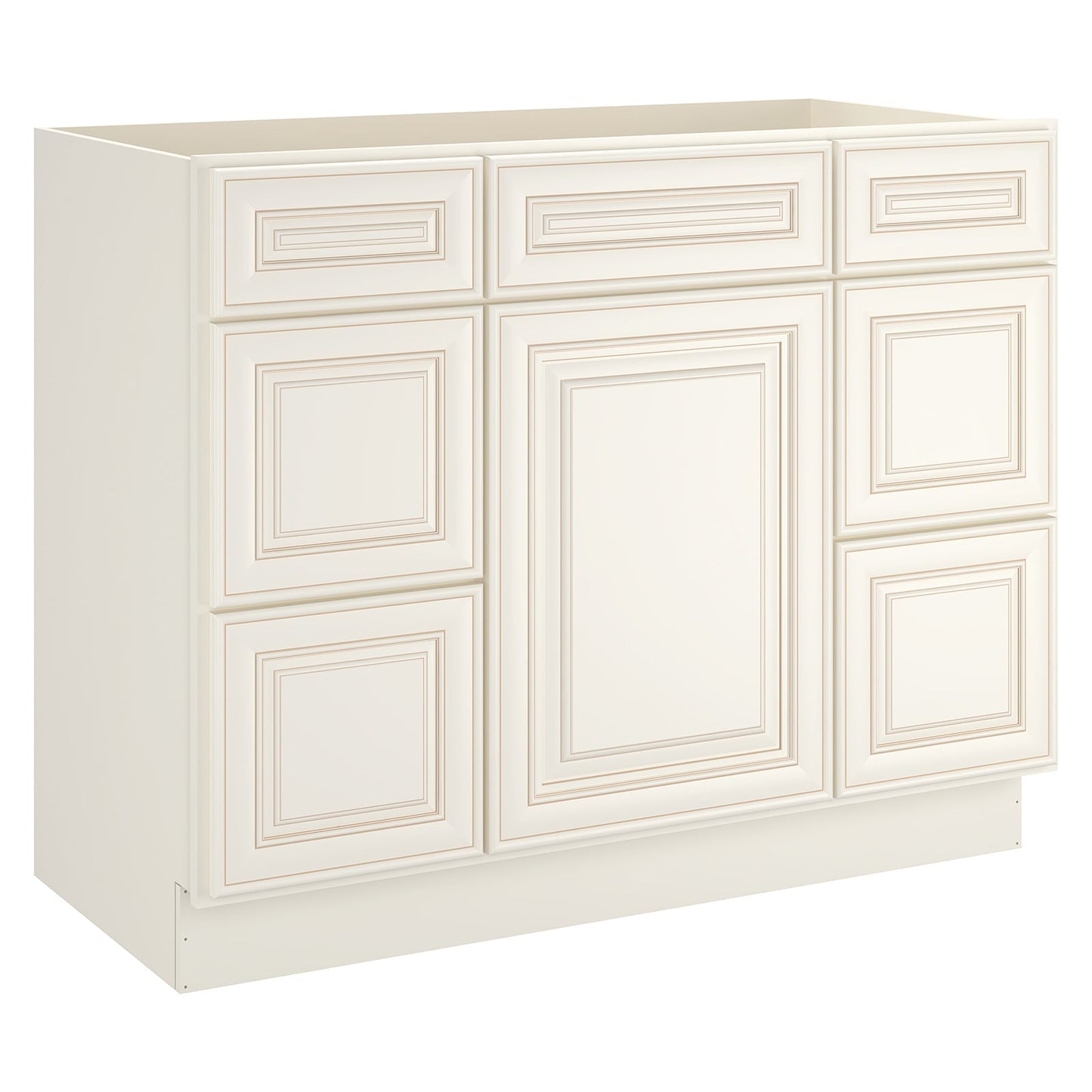 21"D Birch Solid Wood X 42"W X 34-1/2"H Bath Vanity Double Drawer Cabinet without Top VDDB42
