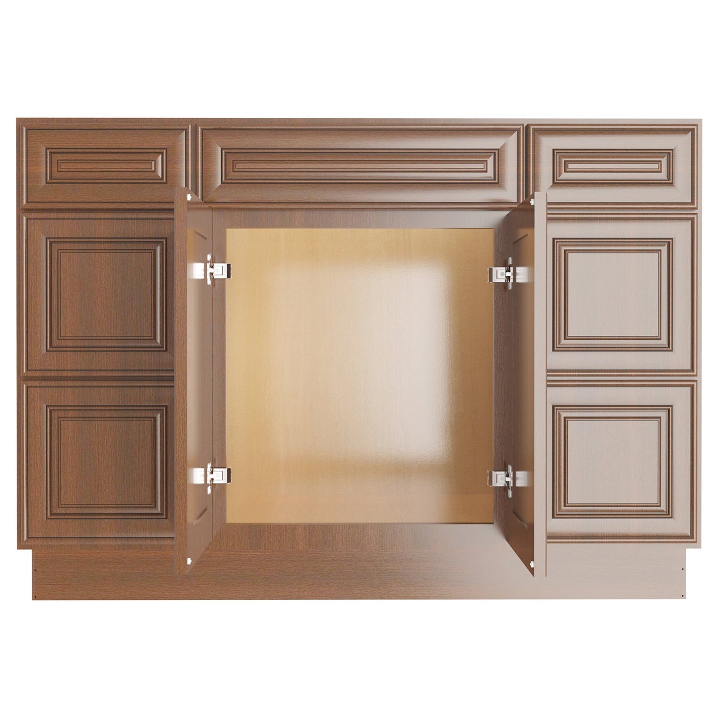21"D Birch Solid Wood X 42"W X 34-1/2"H Bath Vanity Double Drawer Cabinet without Top VDDB42