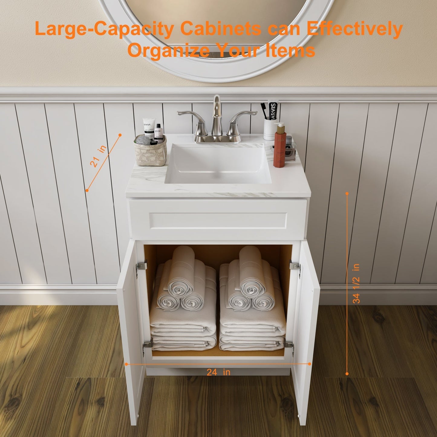21"D X 24"W X 34-1/2"H Bath Vanity Cabinet without Top VS24