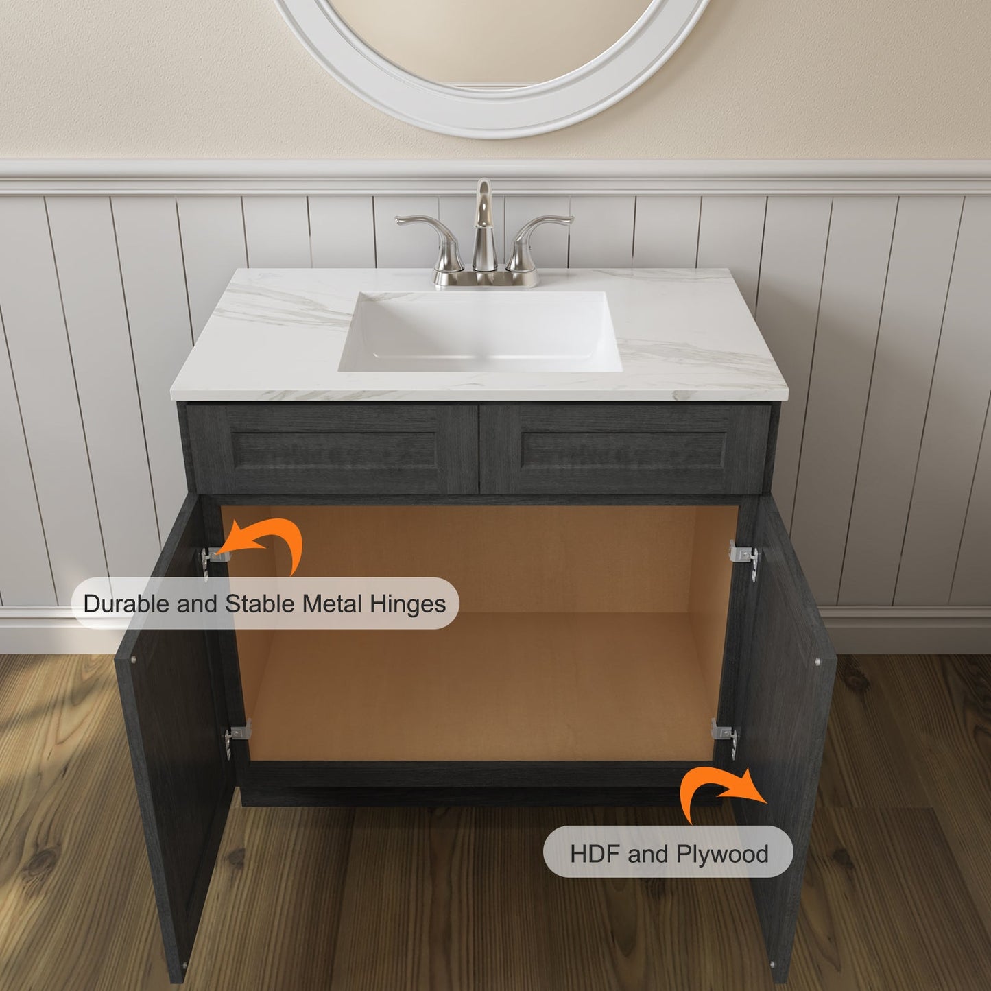 21"D X 30"W X 34-1/2"H Bath Vanity Cabinet without Top VS30